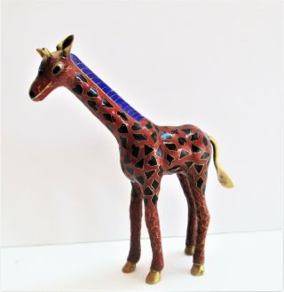 Vintage Brass Standing Giraffe With Brown Enamel Figurine Design 5 " X 4.  1/4 "
