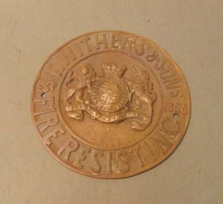 T Whithers & Sons Brass Safe Badge / Plaque 314