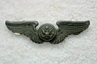 Wwii Us Army Air Force Crew Wing 3” Sterling Pin Back