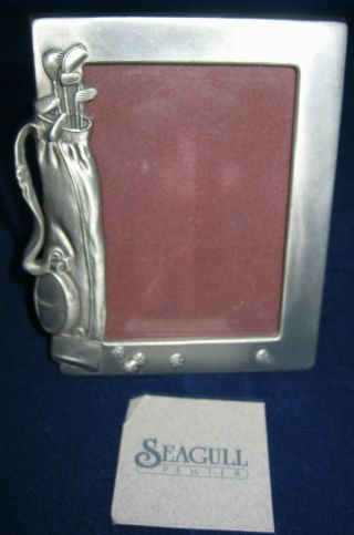 Seagull Pewter Picture Frame Golf Club Bag 1989 Canada 4 " X 3.  25 " Pf1156