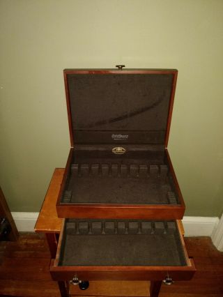 Reed Barton Sterling Silverplate Flatware Wooden Wood Storage Chest Case Box 2