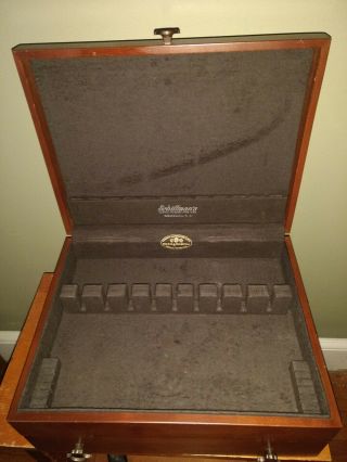 Reed Barton Sterling Silverplate Flatware Wooden Wood Storage Chest Case Box 3
