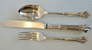 Sterling Silver Youth Set Of Spn - Frk - Knf,  1893 London,  England,  " Albany " Pattern