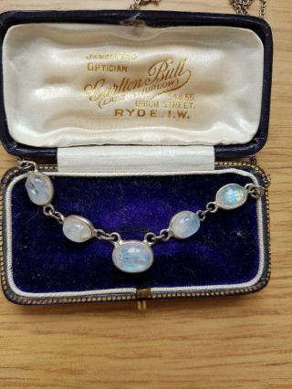 5 Antique Or Vintage Blue Moonstone Necklace Sterling Silver