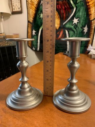 Vintage Oneida Pewter 6 Inch Candle Sticks.  Colonial Style Great Cond.