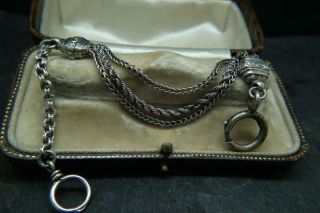 Lovely Antique Victorian Solid Silver Watch Chain Bracelet Af