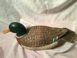 1986 Hand Carved Painted Wood Mallard Duck Signed Eugene Ownby TN Folk Artist 3