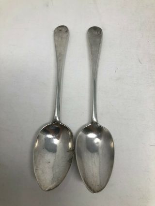 Jabez Delano Coin Silver Pair Serving Spoons 8 3/4 " 1780 
