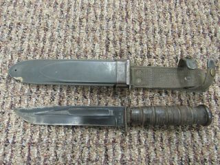 Wwii Us Navy Mark 2 Fighting Knife Made By Camillus With Correct Grey Sheath