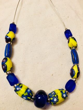 Vintage African Trade Beads.  Hand Blown Kitengela Glass In Blue.  From Nairobi