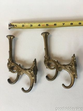 Antique Ornate Cast Iron Gold Painted Wall Hooks Hall Tree Or Coat Rack