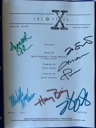 Autographed William X - Files White Production Script
