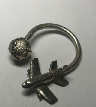 Vintage Tiffany & Co Sterling Silver 925 Airplane & Globe Keyring Key Ring