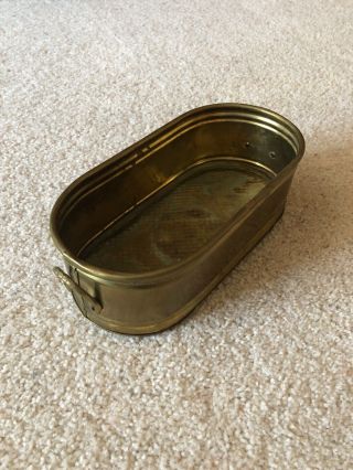 Hosley Solid Brass Med Oval Planter Bowl With Handles Stripe Detail 8 X 3 X 4
