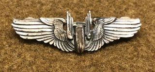 Ww2 Usaaf Us Army Air Force Corp Gunner Bombardier Pilot Sterling Badge 3” Wing