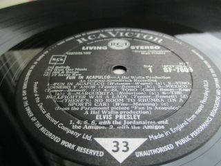 Elvis Presley Fun In Acapulco 1963 1st Press Stereo Silver Spot Label Ex Plus