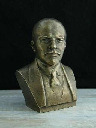 Lenin Bust Ussr Soviet Russian Metallic Statue Propaganda