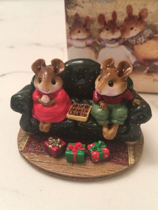 Wee Forest Folk Wff Christmas Presents On Sitting On Couch W/box 1986 Wp