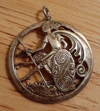 The Jewelry House Celtic Female Warrior Sterling Silver Pendant Ireland Vintage
