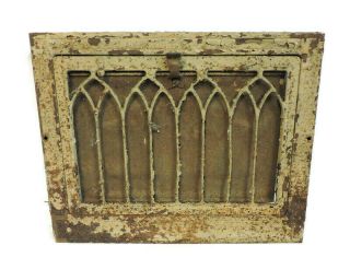 Antique Iron Heating Grate Register Vent Wall Cathedral Design 15 1/8 X 12