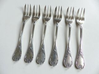 Set Of 6 Christofle " Marly " Silver Plate Pastry Cake Forks 6 3/10 " (set 1)