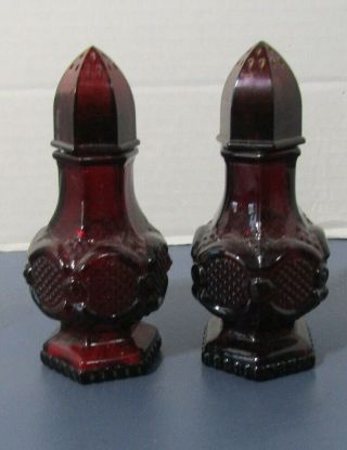 Avon 1876 Cape Cod Glass Ruby Salt And Pepper Shakers