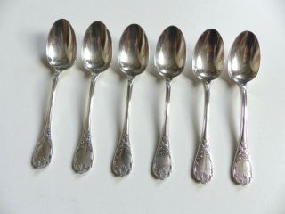 Set Of 6 Christofle " Marly " Silver Plate Coffee Spoons 5 3/10 " (set 1)