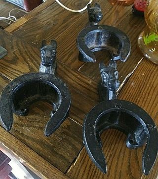 Set Of 3 Vintage Cast Iron? Horse Head Horseshoe Wall Hangers 7.  5 " Each