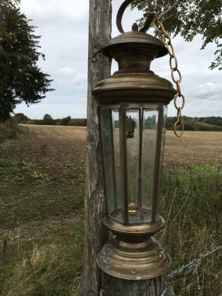 Very Large Old Brass French Lantern Art Deco
