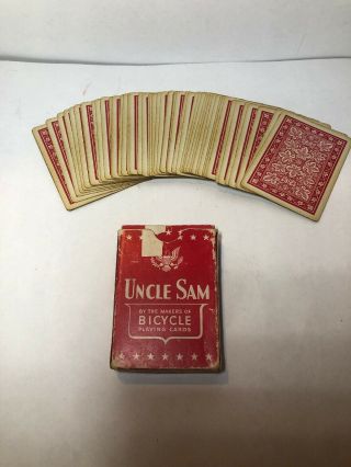 Vintage Wwii Uncle Sam Playing Cards Red Deck From Bicycle - Uspcc Cincinnati Oh