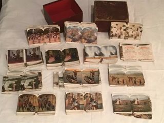 Vintage Whiting Sculptoscope Stereo Viewer Stereoscope Cards.  240 Cards & Box