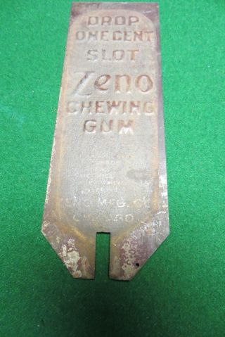Drop One Cent Slot Zeno Chewing Gum Machine Antique 1900 