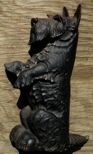 Vintage Black Scottish Terrier Scotty Cast Iron Door Stop Figure 16 1/2 " Tall