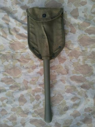 Ww2 Era Us Army Ames Folding Shovel M1943 Dated 1945 W/ 1944 Dated Carrier