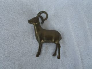 Vintage 1930 ' S HEAVY Solid Brass Horned Ram Bighorn Sheep Figurine [ 6.  5 