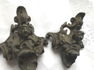 Antique French Metal Fittings Rococo Furniture Salvage Chateau Home Decor Pair