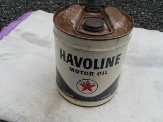 1963 Havoline 5 Gallon Motor Oil Can Texaco York,  N.  Y.