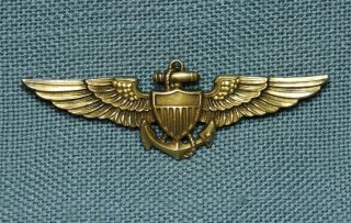 Wwii - Korean War U.  S.  Navy / Marine 2.  75 " Pilot Aviator Wings Badge,  H&h Maker