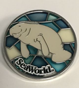 Seaworld Pin — Retired Stained Glass Manatee