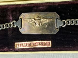 World War Ii Us Navy Pilot Sweetheart Bracelet Sterling Silver 10k Gf Amico Usmc