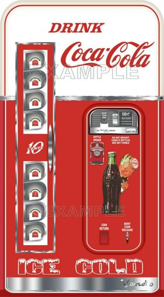 Coca Cola Vending Machine Printed Adhesive Vinyl Decal Fridge 21 " W X 38 " H