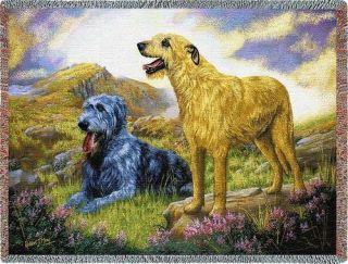Throw Tapestry Afghan - Irish Wolfhound Pair By Robert May 2010