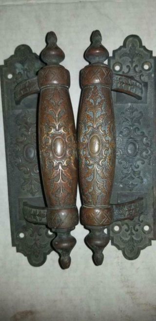 Antique Dated Sept 27 1870 Victorian Bronze Door Pulls