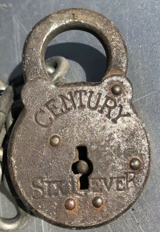 Rare Antique Vintage Yale " Century " Six Lever Padlock Lock No Key Made In Usa