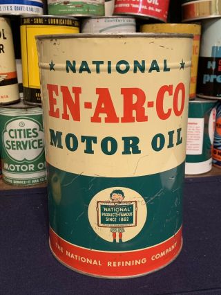 Vintage 1950 ' s En - Ar - Co Royal Motor Oil 5 Quart 10 