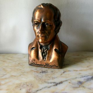 Vintage Alexander Hamilton Bust Founding Father Copper Metal 1940s