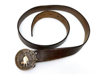 Vintage 1977 International Order of Hoo Hoo Belt Buckle Red Brass Leather PDX OR 2