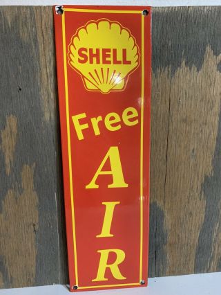 15in Shell Air Gasoline Porcelain Enamel Pump Sign Oil Gas