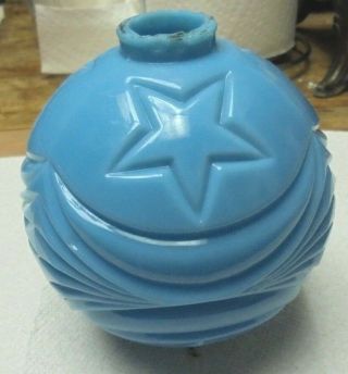 Antique Blue Milk Glass Star And Drape Lightning Rod Ball