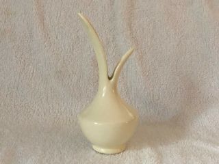 Vintage White Ceramic Mid Century Modern Miniature Small Bud Vase 5 3/4 In